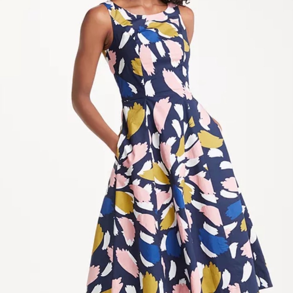 Boden Elena Dress Fit Flare cotton blue US 8
